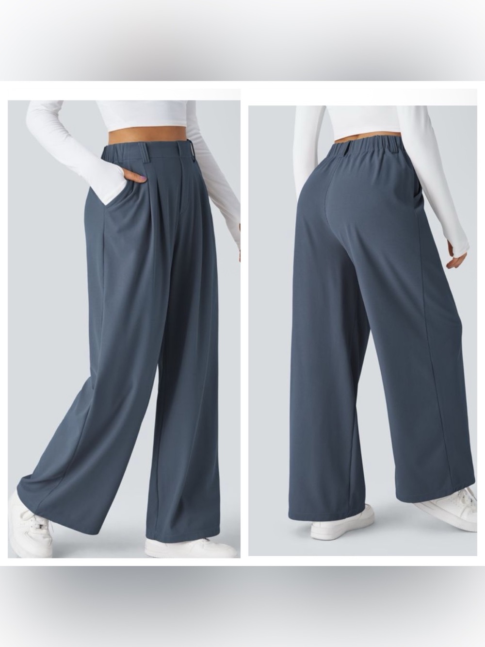 HALARA Wide-Leg Pleated Trousers in Grisaille - Picture 2 of 5